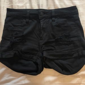 pacsun black ripped super stretch shortie shorts